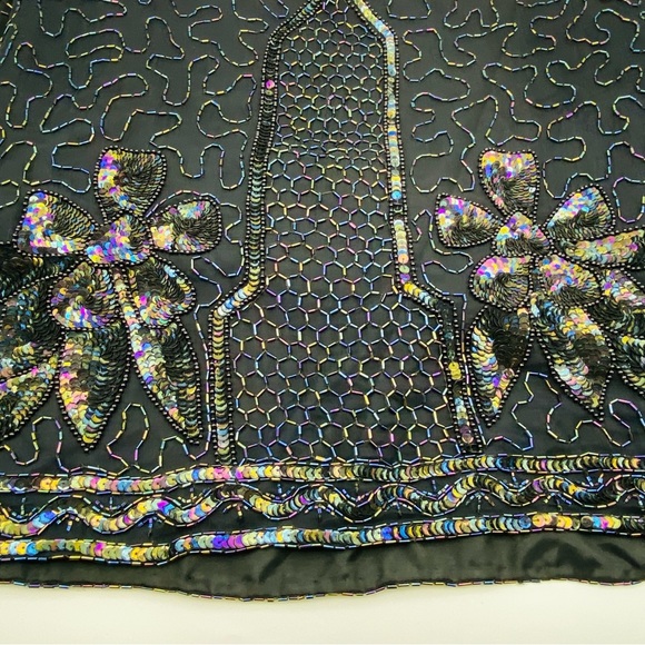 GOLD STAR BLACK BEADED SKIRT AND BLOUSE OUTFIT VINTAGE - Picture 5 of 10